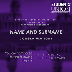 Greenwich Student Union Student Led Teaching Awards